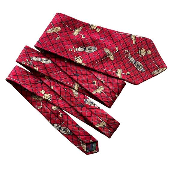 Tommy Hilfiger vintage preppy retro golf theme 100% silk tie necktie 4" w - Picture 3 of 5